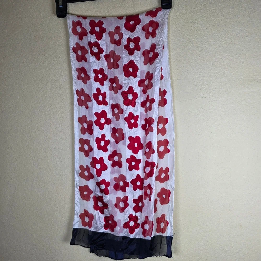 Echo Scarf Red White Navy Blue Floral Poppy Print pinup nautical retro Accessory